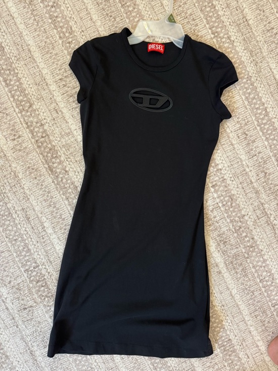 Diesel Dresses & Skirts - Diesel Black Short Sleeve Logo Tee Dress